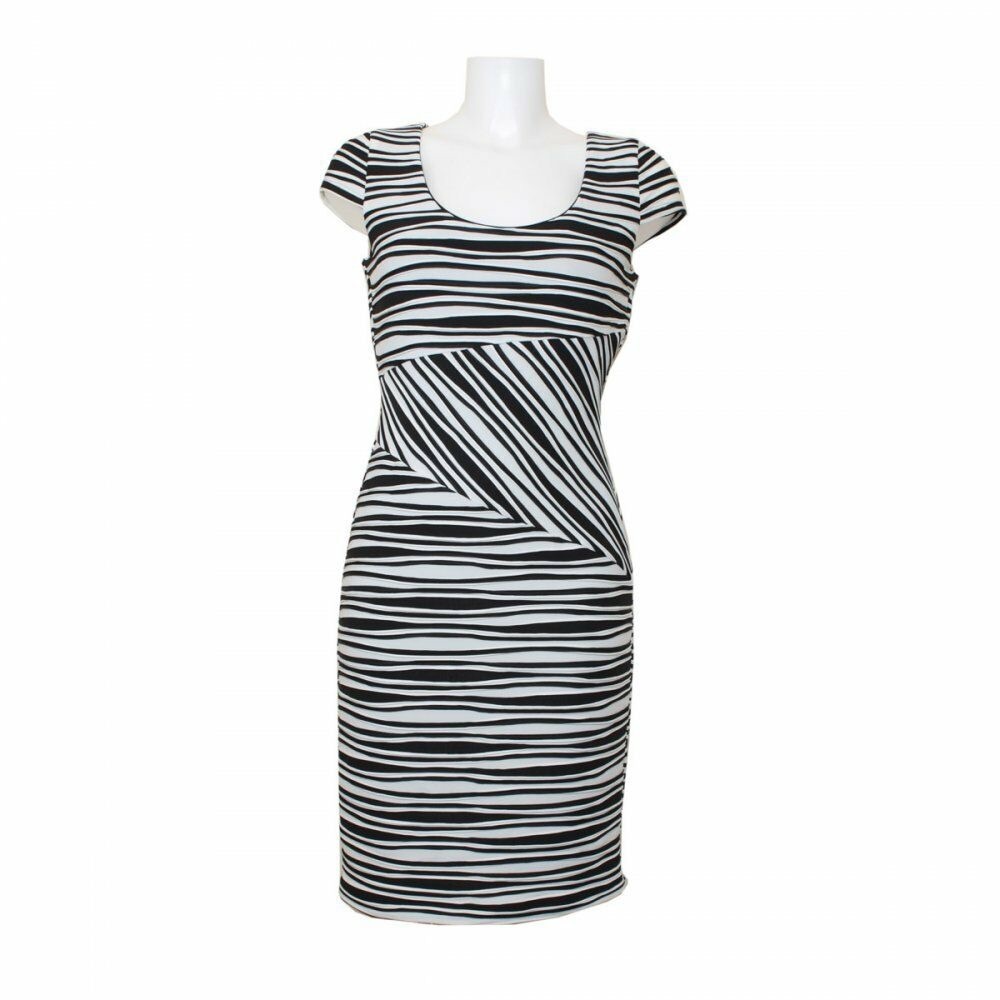 Frank Lyman Black & White Zebra Stripe Midi Dress